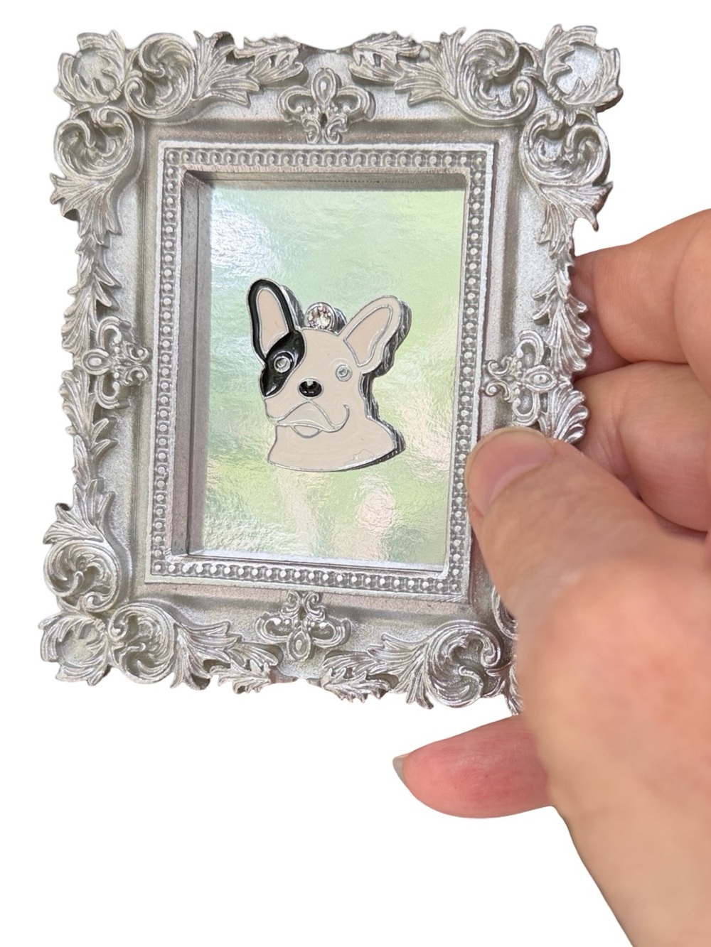 Silver Framed French Bulldog Mini Art | Easel & Magnets Included - Picture 4 of 9
